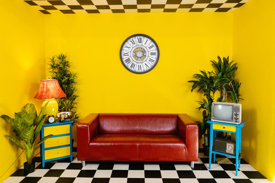 Vintage interieur in felle kleuren palet. Vintage interieur in felle kleuren palet.